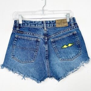UNION BAY‎ | Vintage Y2K Jean Mom Shorts Angel Wing Patch on Back Sz. 7 Juniors